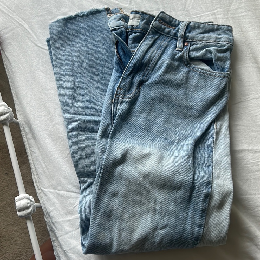 Pacsun light wash two tone straight leg mom jeans